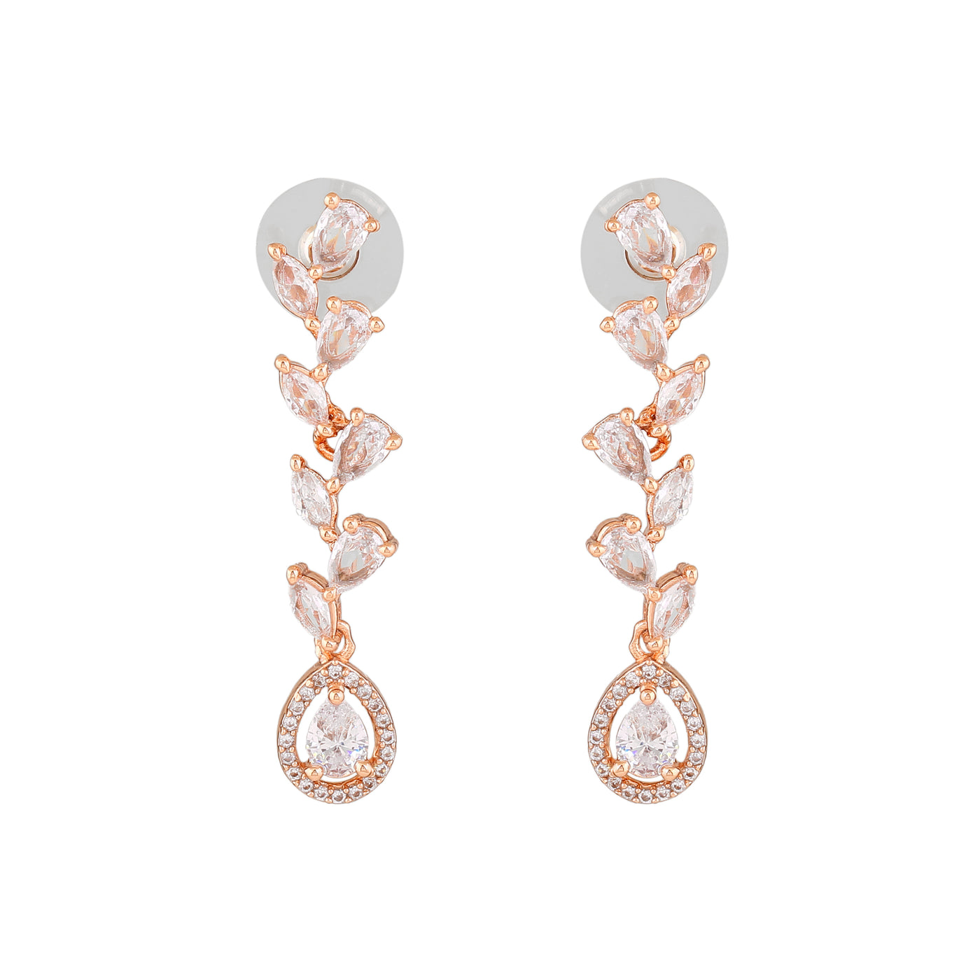 Estele Rose Gold Plated CZ Sparkling Earrings for Women