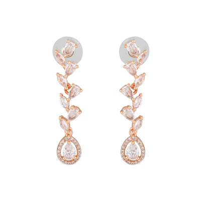 Estele Rose Gold Plated CZ Sparkling Earrings for Women