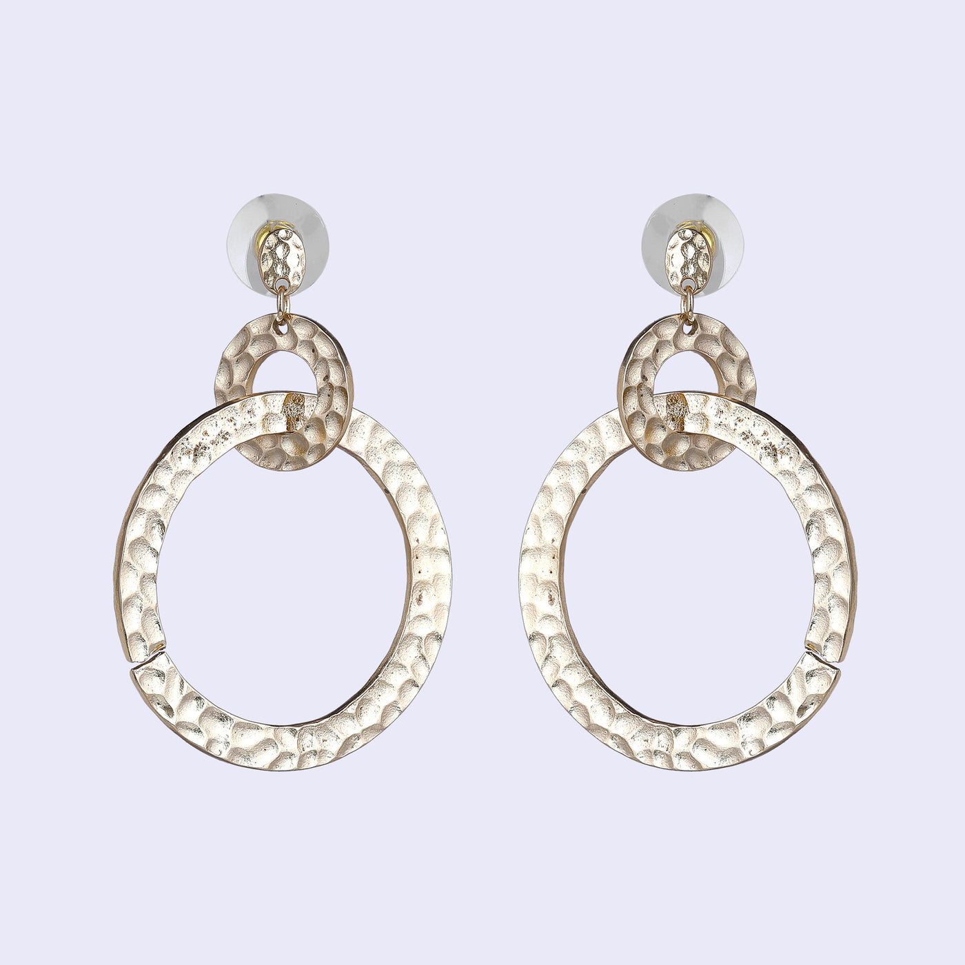 Estele Gold Tone Circular Designer Interwoven Beaten Gold Drop & Dangler Earrings for Women