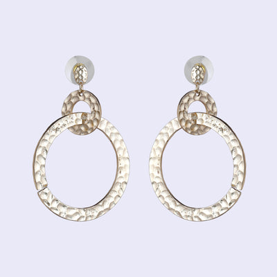 Estele Gold Tone Circular Designer Interwoven Beaten Gold Drop & Dangler Earrings for Women