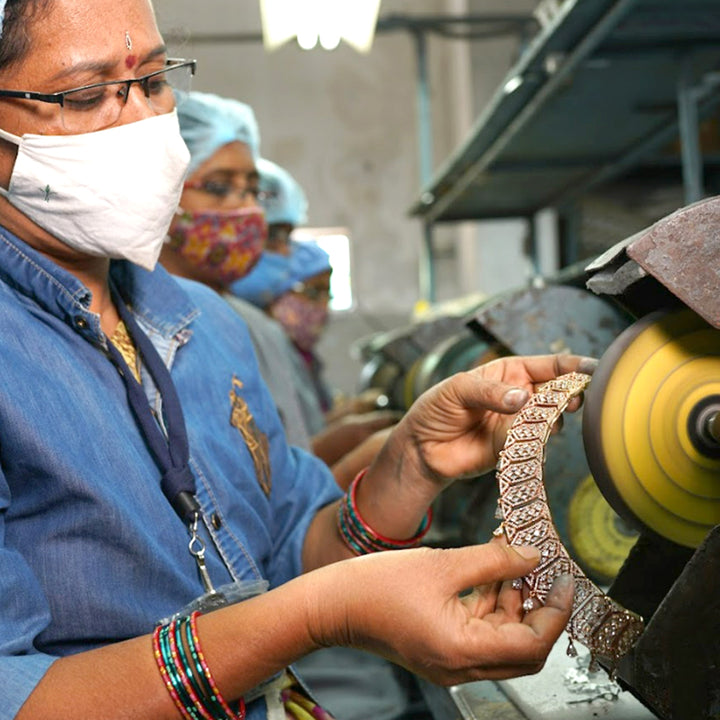 Estele Gold Plated CZ Graceful Peacock Designer Bridal Necklace Set with Pearls for Women