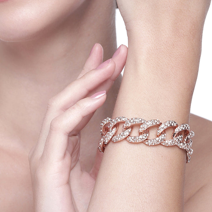 Estele Rose Gold Plated Exquisite Cuban Bracelet for Women