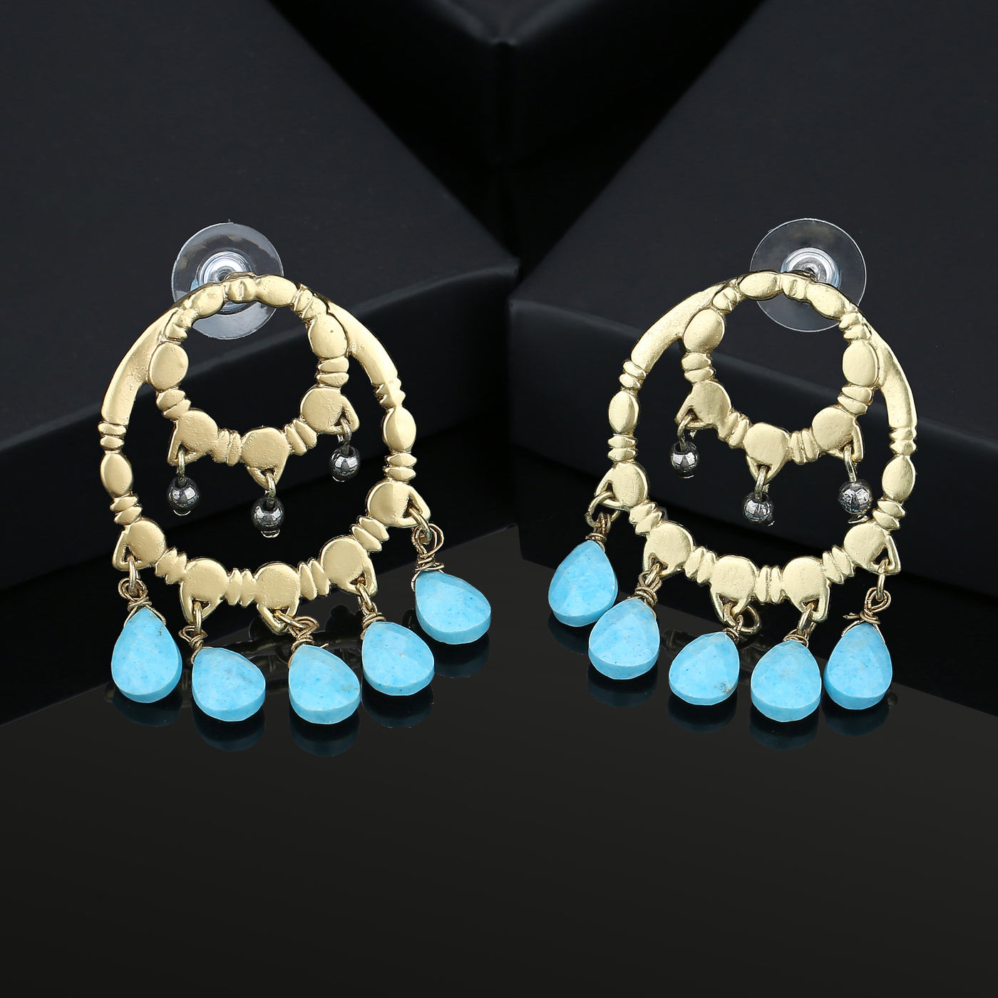 Estele Aqua colour bead partywear trending earrings for women