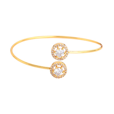 Estele Gold Plated Contemporary Circle Motif Kada Bracelet with Stunning White American Diamonds for Girls and Women