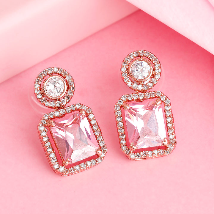 Estele Rose Gold Plated CZ Charming Drop Earring for Women