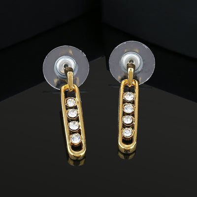 Estele 24 Kt Gold Plated Crystal Pea Pod Drop Earrings for women