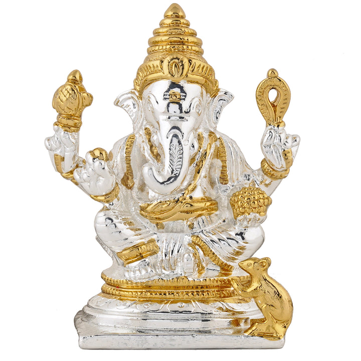 Estele Gold & Rhodium Plated Lord Ganesh Idol (18T)