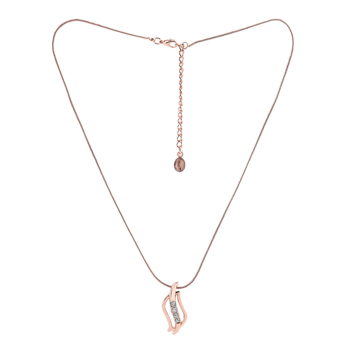 Estele - Rosegold plated Twirling American Diamond Pendant Set for Women