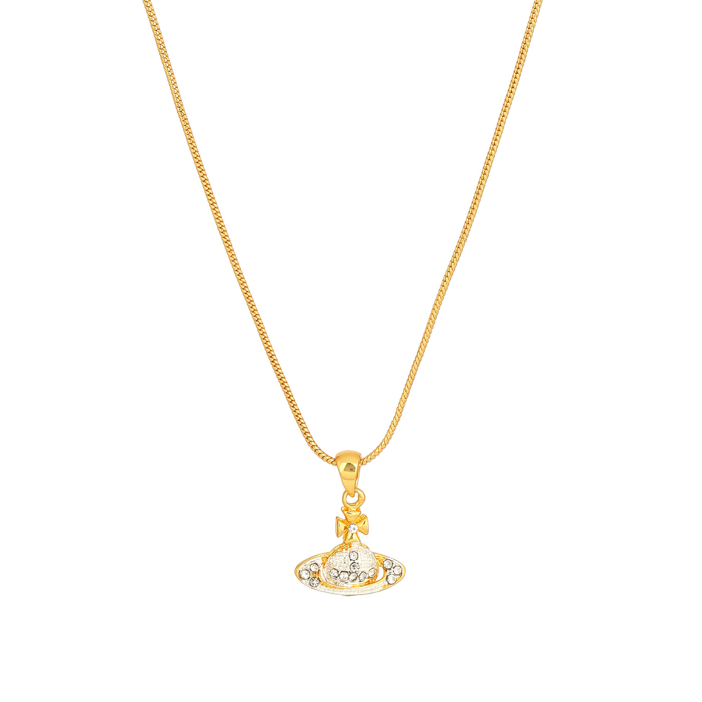 Estele Gold Plated Planet and Galaxy Pendant with Austrian Crsytals for Women