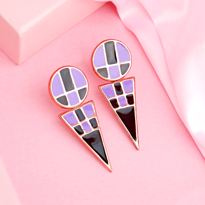 Estele Rose Gold Plated Geometric Designer Earrings for Women