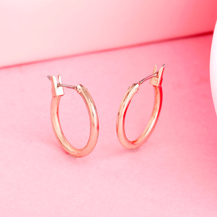 Estele Rose Gold Plated Classic Hoop Earrings for Women