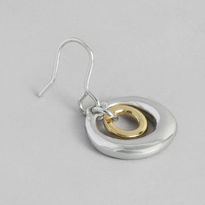 Estele Gold & Rhodium Plated Concentric Circles Drop Earrings for Girls and Women