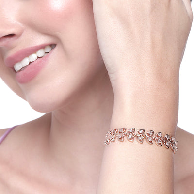 Estele Rose Gold Plated CZ Beautiful Designer Bracelet with Crystals for Women