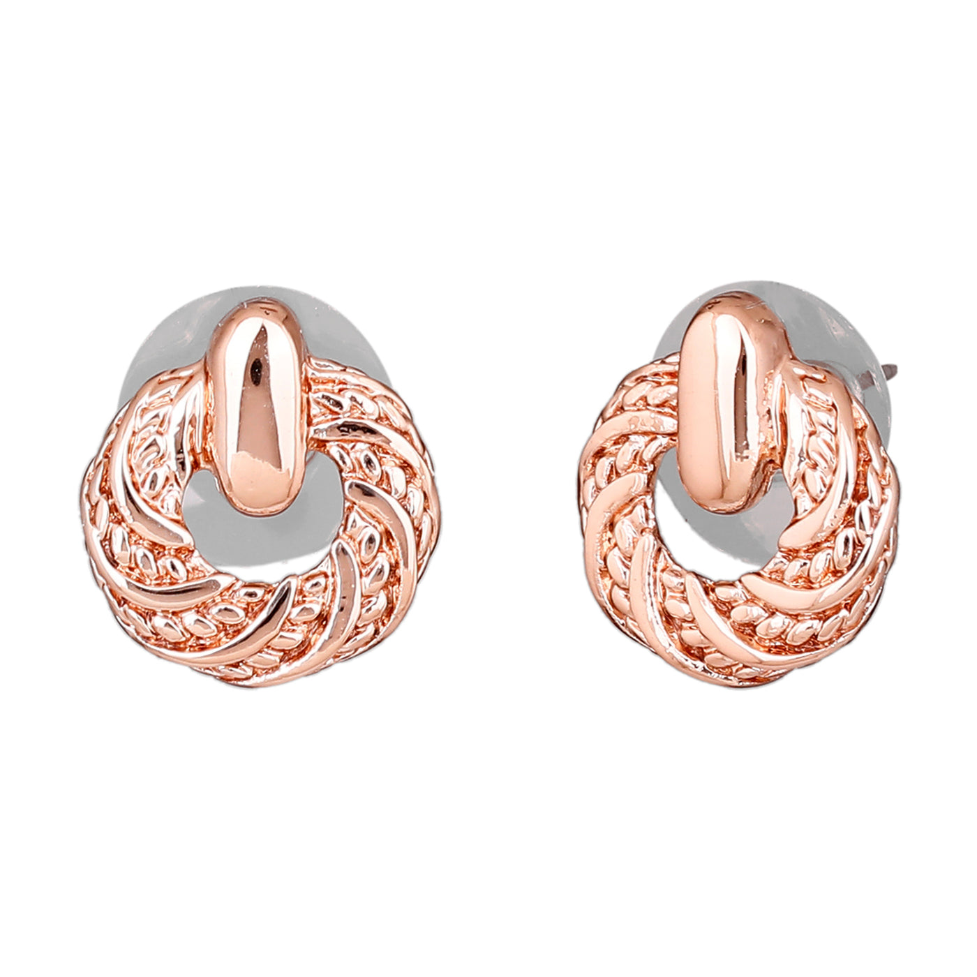 Rose Gold Tone Plated Round Stud Earring