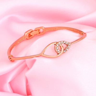 Estele Rose Gold Plated Leaf Designer Bracelet for Women