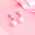 Estele Rose Gold Plated Circular Drop Earrings with Pearl for Women