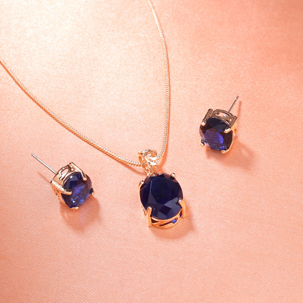 Buy Estele Rose Gold Plated CZ Elegant Designer Pendant Set with