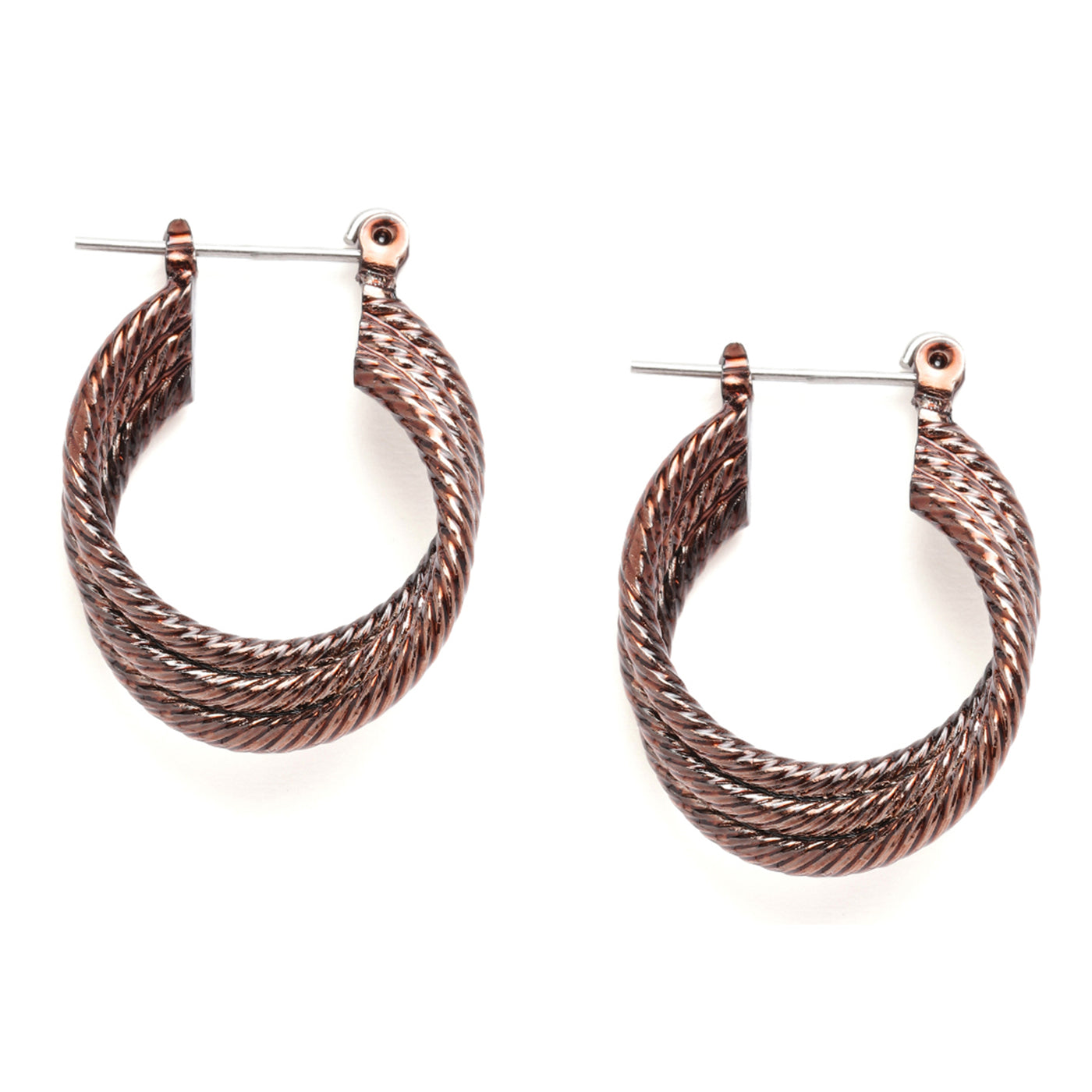 Estele Chocolate Brown Plated Triple Layered Designer Hoop Earrings for Women