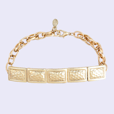 Estele Gold Tone Stylish Rectangular Shaped Adjustable Beaten Gold Bracelet for Women