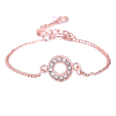 Estele Rose Gold Plated Captivating Medium 'O' Letter Bracelet with Crystals for Women