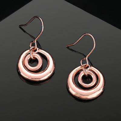 Estele Rose Gold Plated Concentric Circles Drop Earrings for Girls and Women