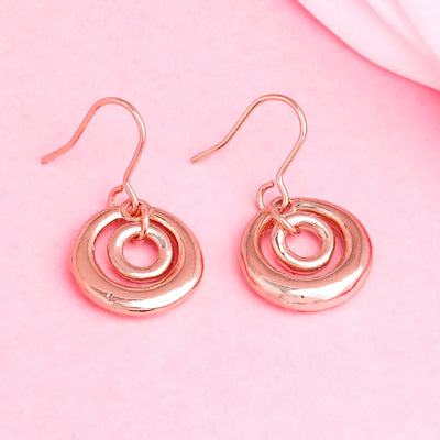 Estele Rose Gold Plated Concentric Circles Drop Earrings for Girls and Women