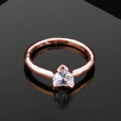 Estele Rose Gold Plated Simple Finger Ring with White Austrian Crystal for women