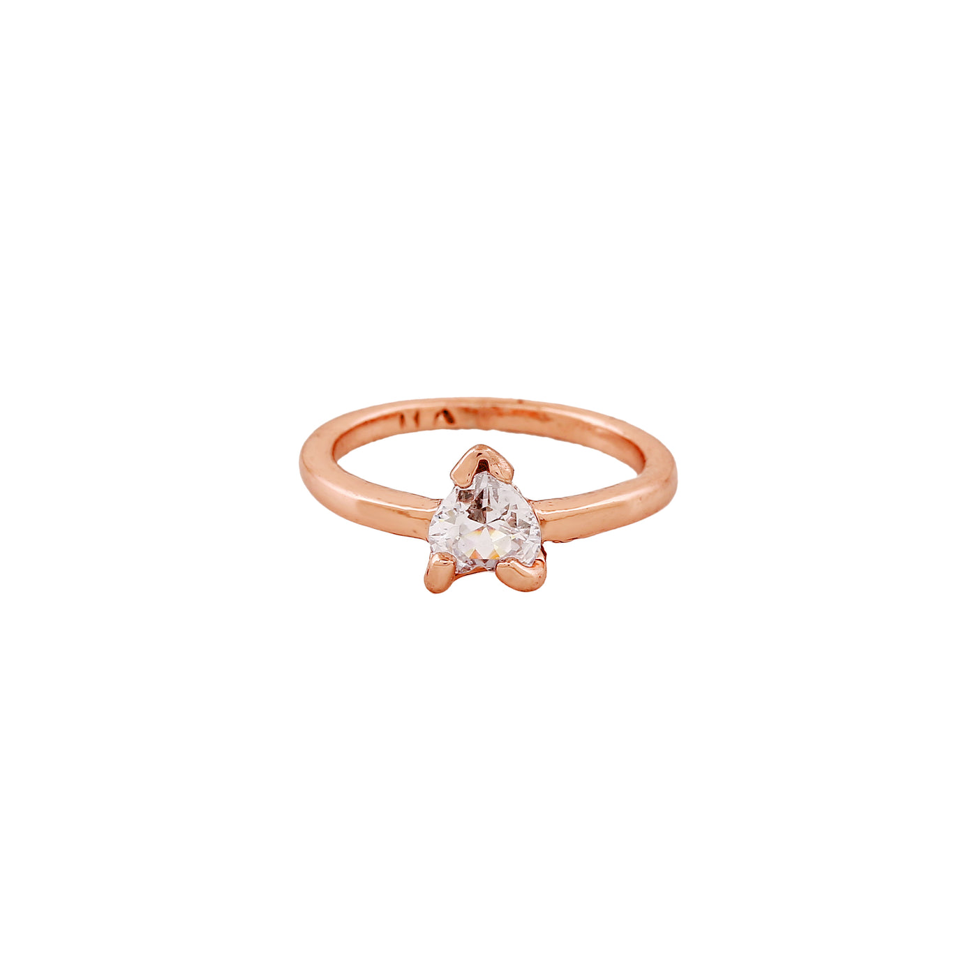 Estele Rose Gold Plated Simple Finger Ring with White Austrian Crystal for women