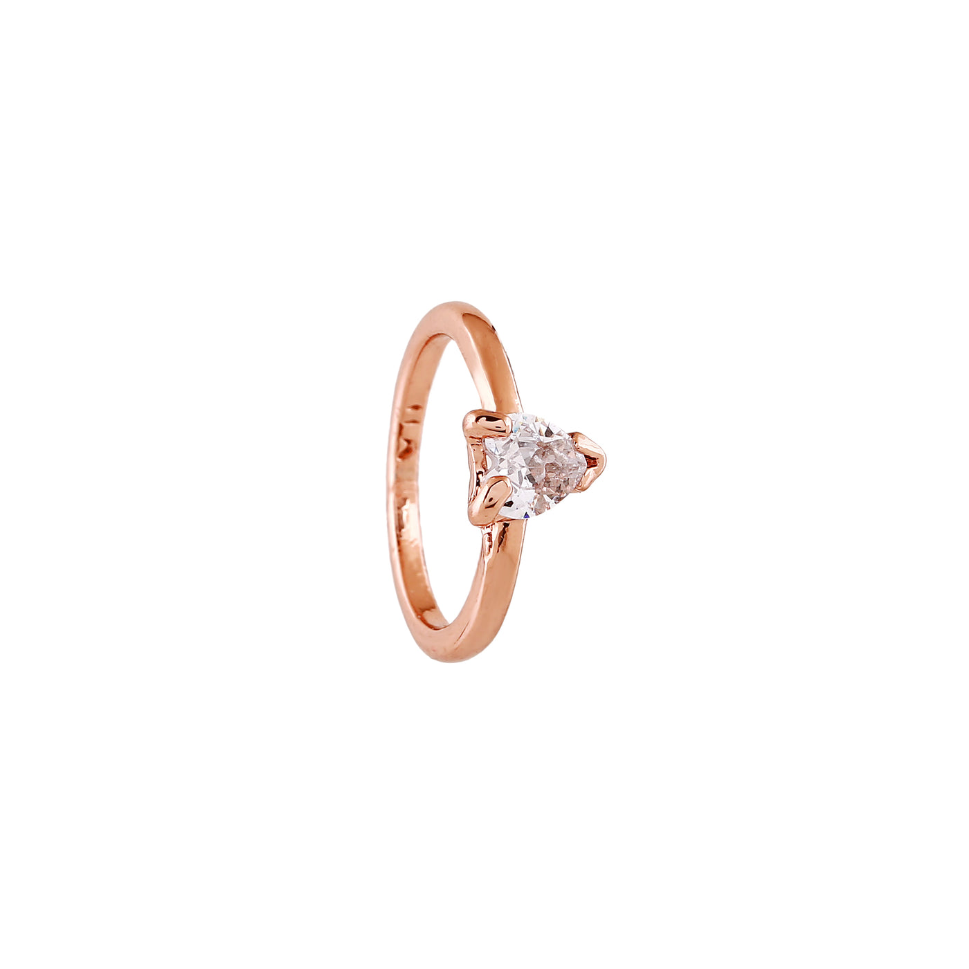 Estele Rose Gold Plated Simple Finger Ring with White Austrian Crystal for women