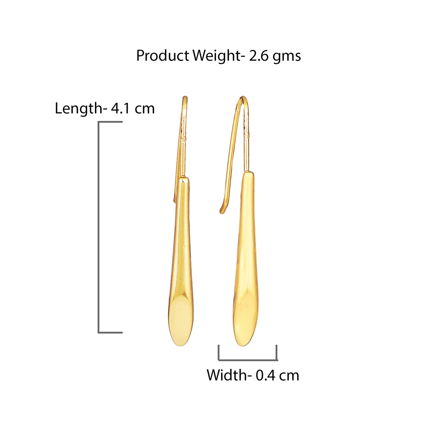 Estele Gold Plated Wand Drop Earrings