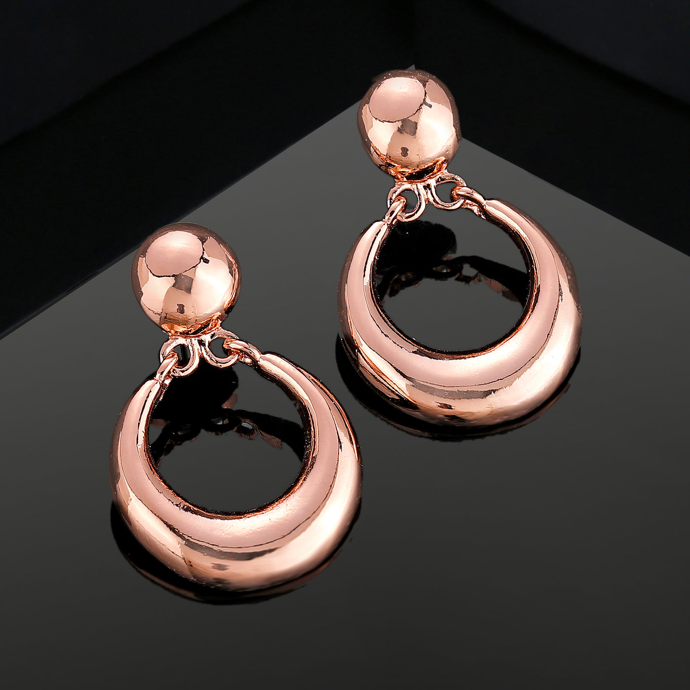 Estele Rose Gold Plated Round Small Drop Earrings for Women/Girls