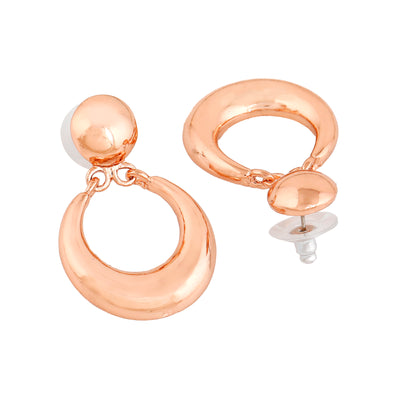 Estele Rose Gold Plated Round Small Drop Earrings for Women/Girls