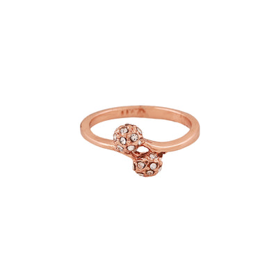 Estele Rose Gold Plated Intricate Design Finger Ring with Austrian Crystals for Women