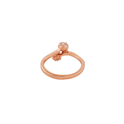 Estele Rose Gold Plated Intricate Design Finger Ring with Austrian Crystals for Women