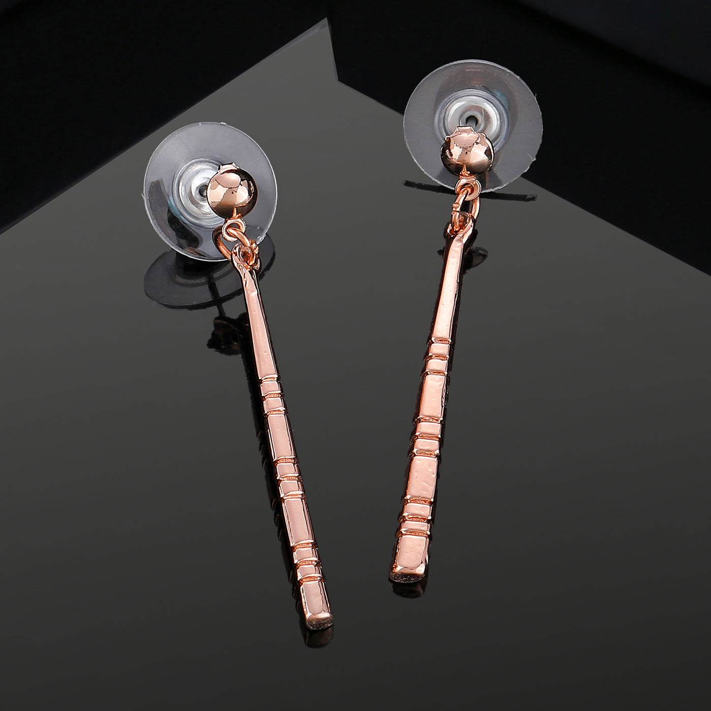 Estele Rose Gold Plated Classic Drop Long Earrings For Women