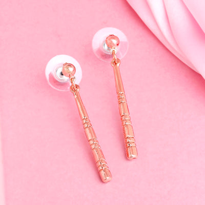 Estele Rose Gold Plated Classic Drop Long Earrings For Women