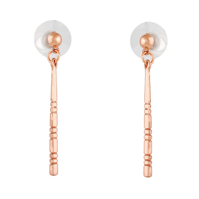 Estele Rose Gold Plated Classic Drop Long Earrings For Women