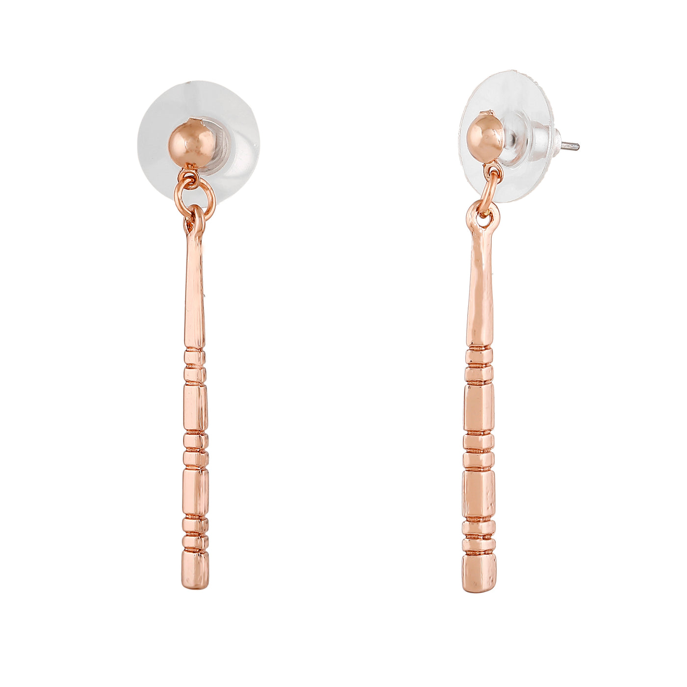 Estele Rose Gold Plated Classic Drop Long Earrings For Women