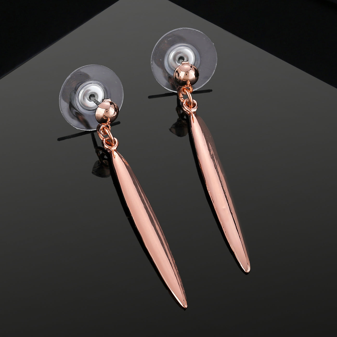 Estele Rose Gold Plated Cone Designer Dangle Earrings for Women