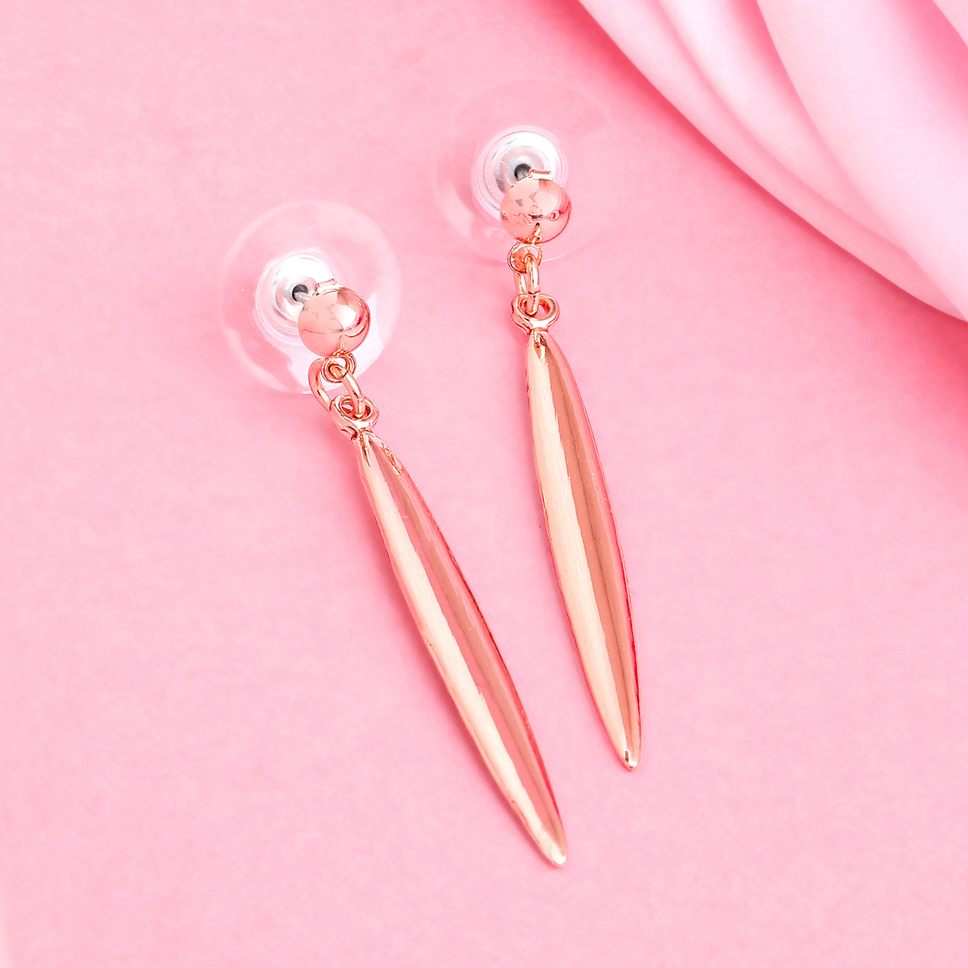 Estele Rose Gold Plated Cone Designer Dangle Earrings for Women