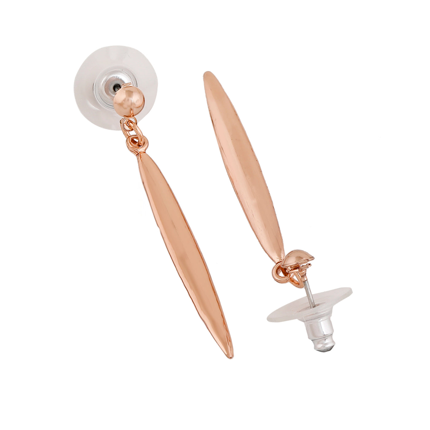 Estele Rose Gold Plated Cone Designer Dangle Earrings for Women