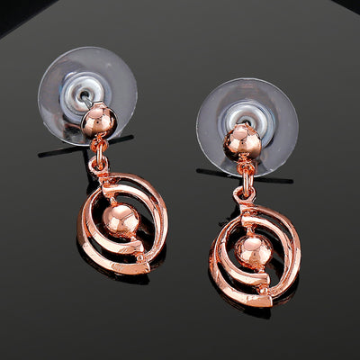 Estele Rose Gold Plated Circular Shaped Drop Earrings for Women