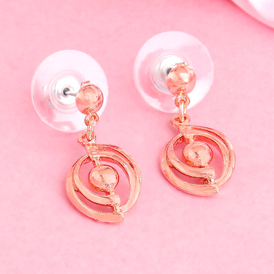 Estele Rose Gold Plated Circular Shaped Drop Earrings for Women