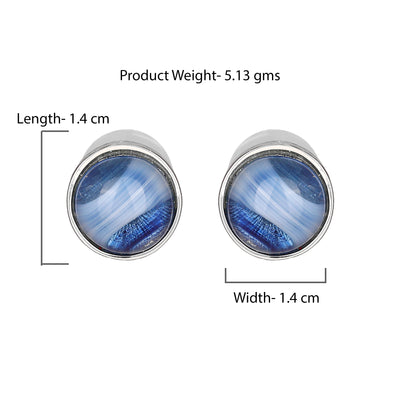 Blue Colour Round Stud Earrings