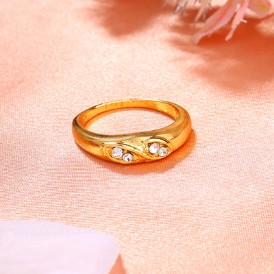 Estele Gold Plated Graceful Finger Ring with Crystals for Women