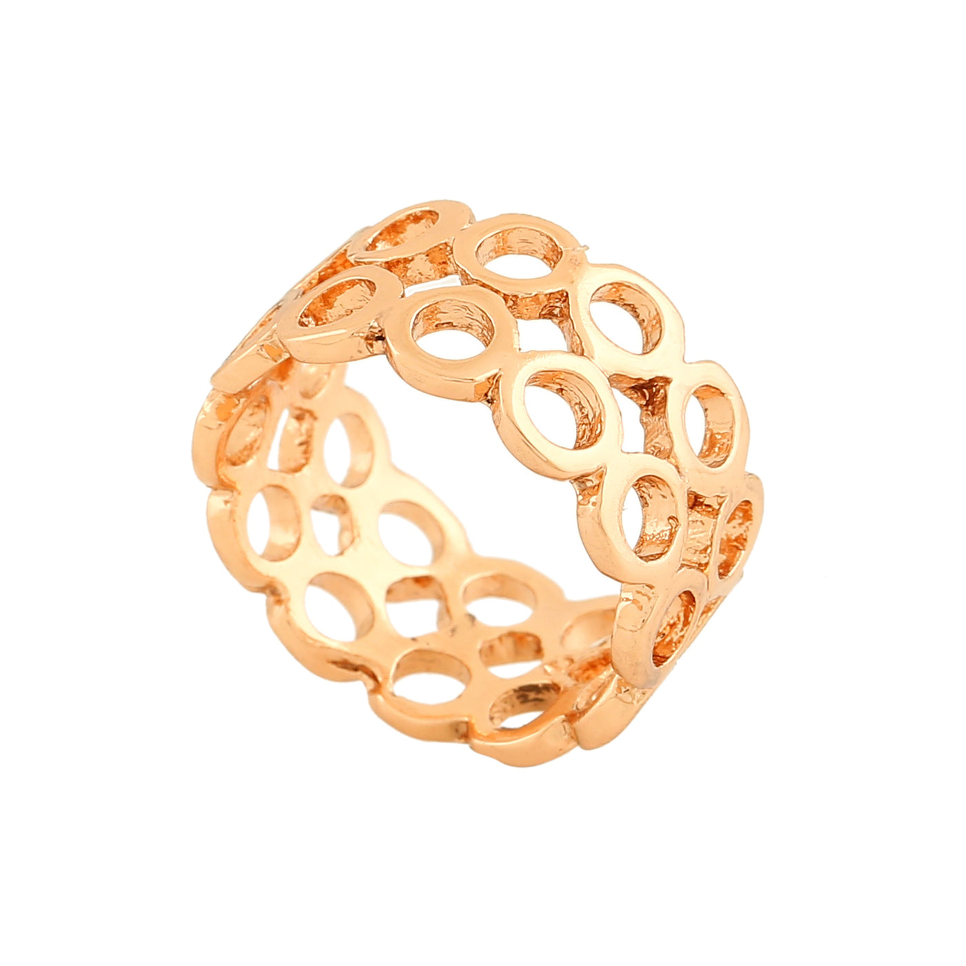 Estele Rose Gold Plated Mesh Designer Finger Ring for Women