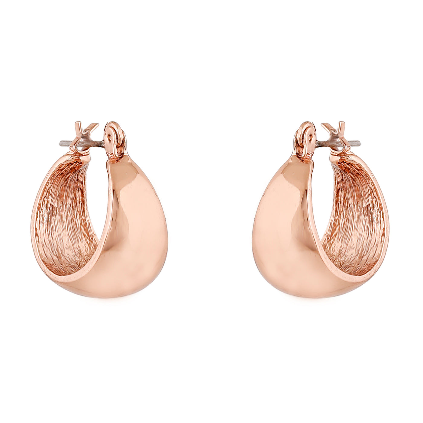 Estele Rose Gold Plated Classic Hoop Stud Earrings For Women
