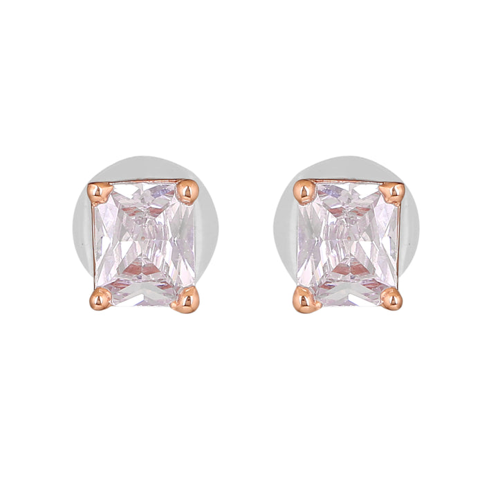 Estele Rose Gold Plated CZ Square Designer Mangalsutra Necklace Set for Women