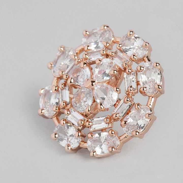 Estele Rose Gold Plated CZ Floret Designer Pendant Set for Women