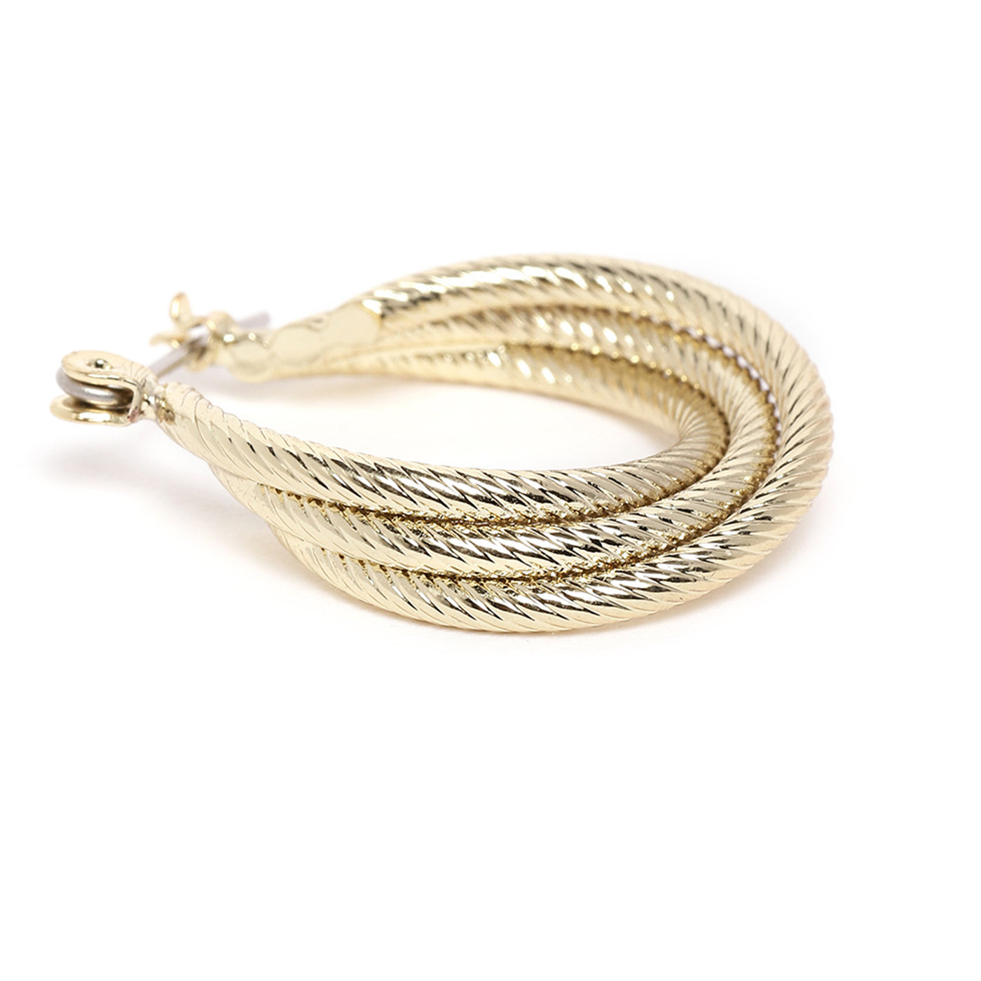 Estele Gold Tone Plated Triple Layered Designer Hoop Earrings for Women